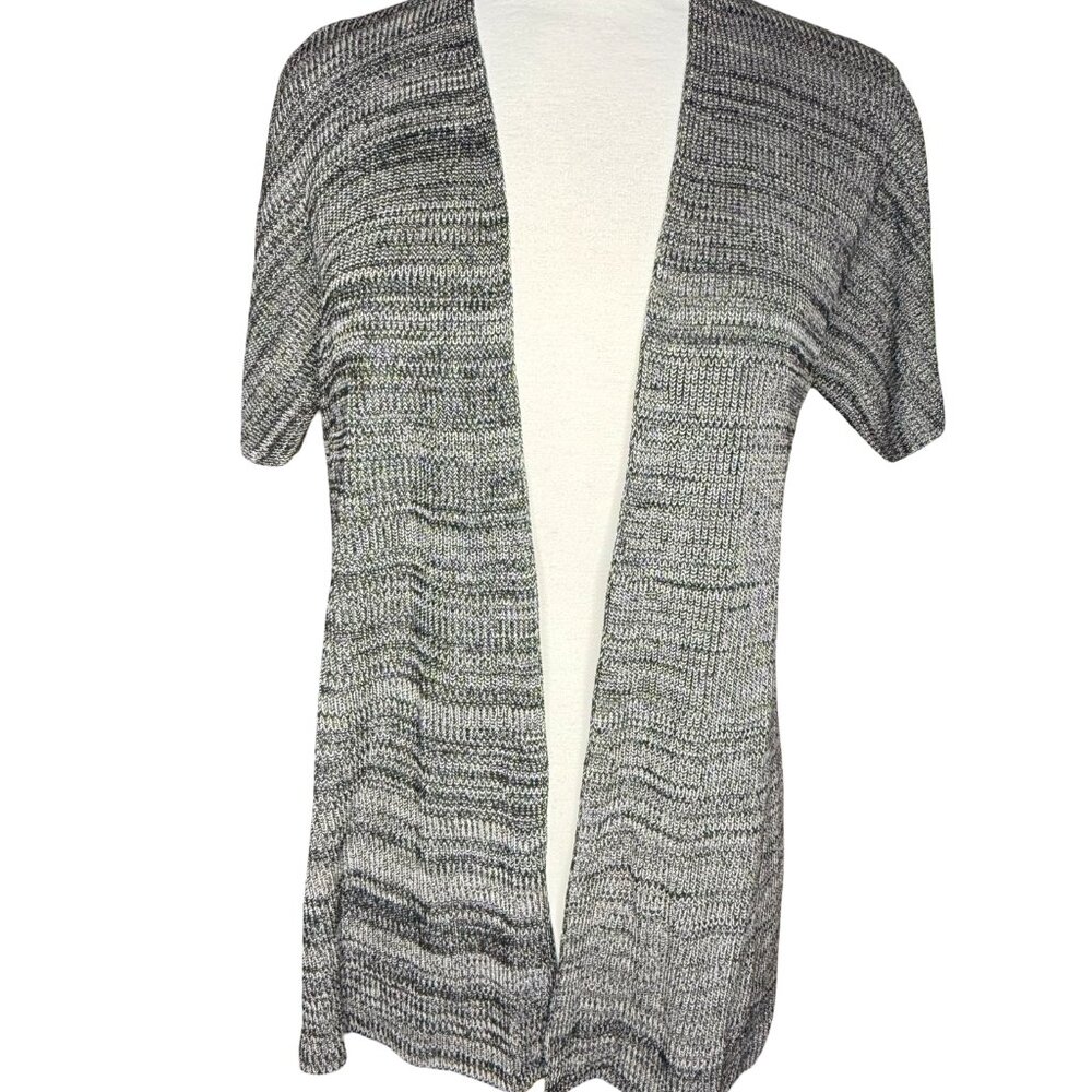 Eileen Fisher Open Front Kimono Cardigan Petite OS Black Tencel Short Sleeve